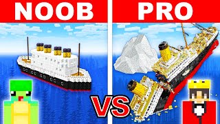 NOOB Vs PRO: SINKNG TITANIC HOUSE Build Challenge In Minecraft