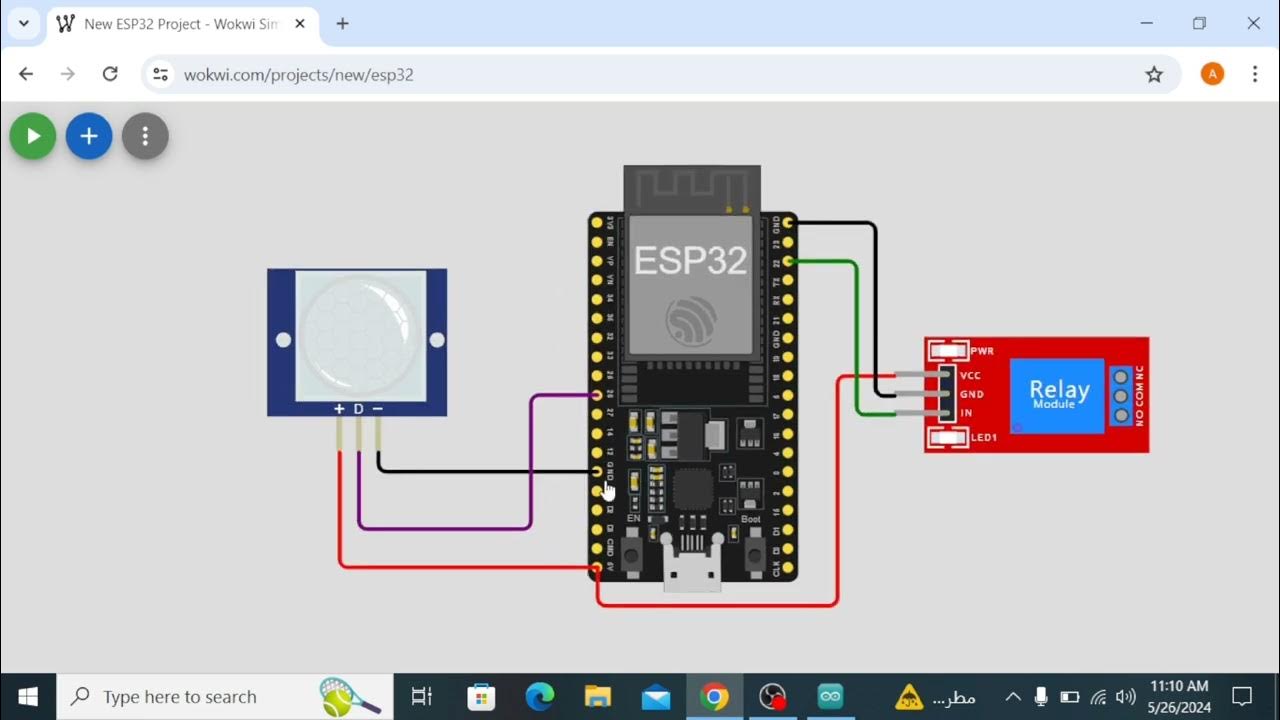 Esp32+Relay+Motion sensor | Wokwi | Esp32 | Arduino | Robotic | Arduino ...