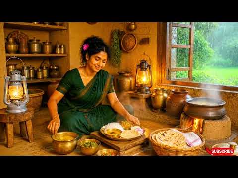 🌾 Monsoon Village Morning Routine🌧️| मिट्टी के चूल्हे पर खाना | Ghibli Style Rainy Village Life ASMR