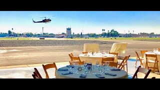 The Bride And Groom Make Their Grand Entrance In A Helicopter Wedding At Hangar 21 In Erton