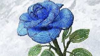 PART 2 tutorial: blue rose out of beads (Как cделать синюю розу из бисера)