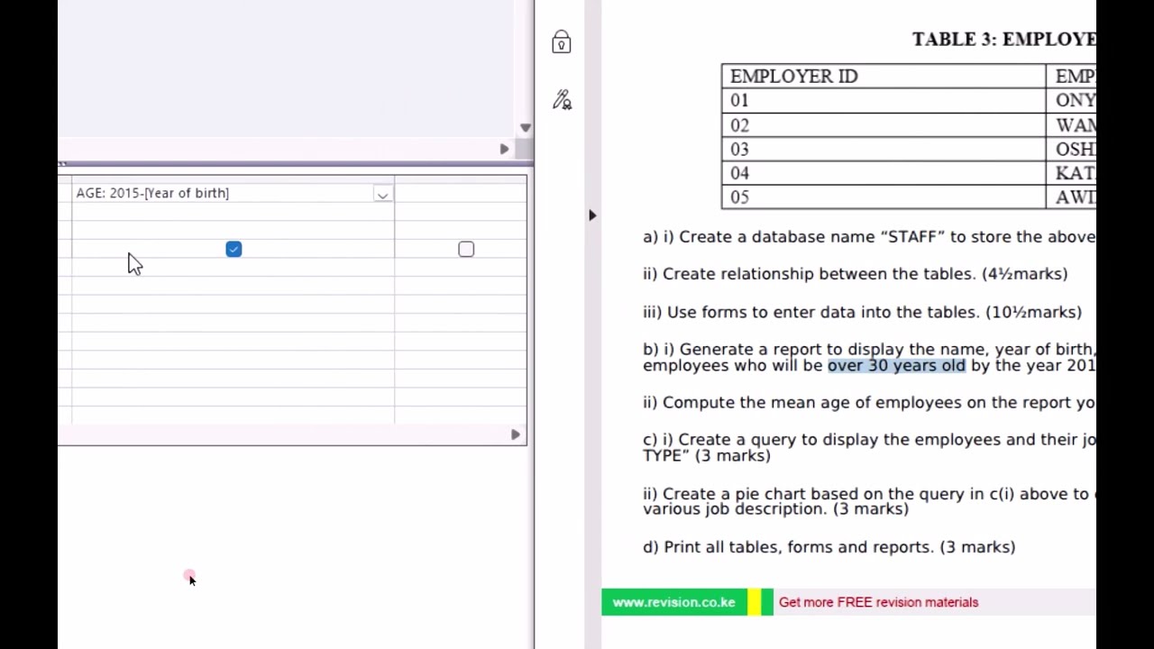 Ms Access Database Practical Exam: Episode 13 | KCSE 2011