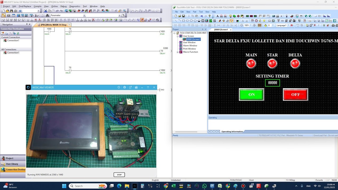Star Delta menggunakan PLC FX3U Lollette dan HMI TouchWin TG765-MT ...