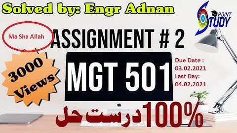 MGT501 Assignment 2 Solution Fall 2020 | MGT501 Assignment Solution 2021 | 03.02.2021