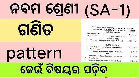 9th class math Exam pattern for SA-1 exam 2022-23 in odia medium by badal sir @badalsir1