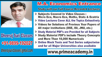 ISI (MSQE) 2011 | MA Economics Entrance | Video Solutions | Best Online Economics Classes