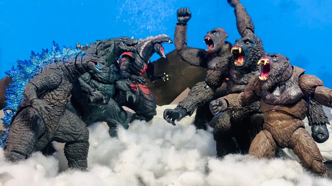 Legendary Godzilla vs earth Godzilla an epic battle stop motion 