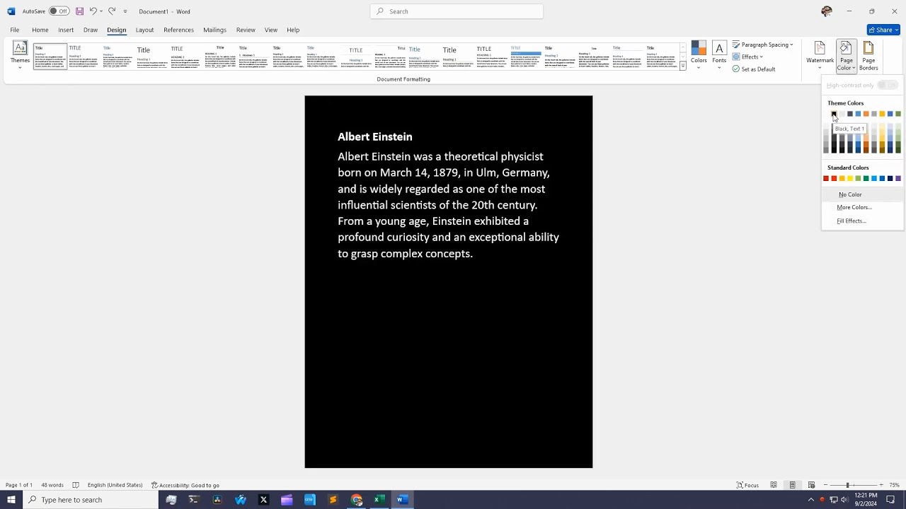 How to Make a Black Page With White Text in Word - YouTube
