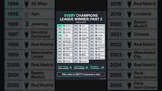 Every Champions League Winner Ever (1992–2026)! 🏆🇪🇺 #football #championsleague #ucl #shortsfeed