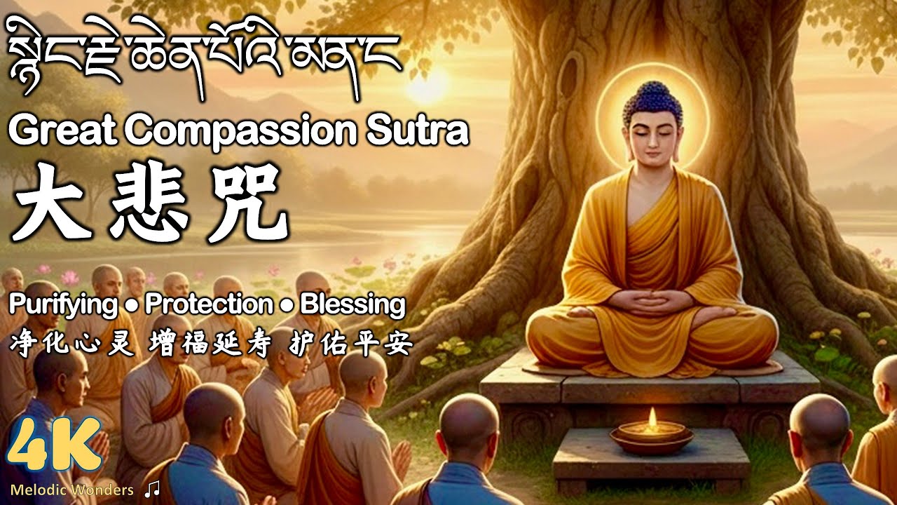 藏文梵音《大悲咒》（སྙིང་རྗེ་ཆེན་པོའི་མན་ངག）｜低沉庄严 · 至诚诵持｜净化心灵 · 守护平安｜Tibetan Great Compassion Mantra 