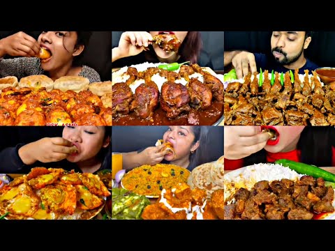 ASMR EATING SPICY EGG CURRY, BUTTER PANEER, MUTTON CURRY | BEST INDIAN FOOD MUKBANG |Foodie India|