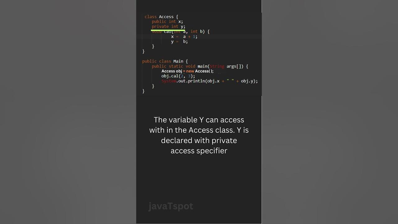 Access specifier example in java - YouTube