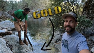 Hand Dredging Gold From Bedrock