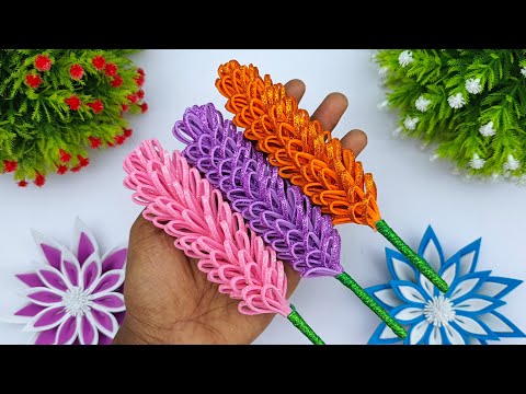 Glittery Craft Stick Flowers - Craftulate