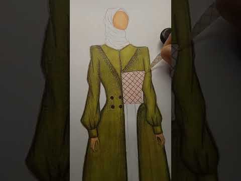 Moslem Dress, how to drawing a dress with markers and washi tape | Gambar Baju #drawing #art #shorts