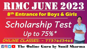RIMC JUNE 2023 I Scholarship Test I RIMC Coaching I The Online Guru by Sunil Sharma I 7737653468