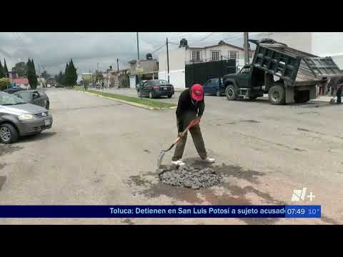 Pavimento dañado a causa del agua Toluca, Edomex. (Katia Mercader)