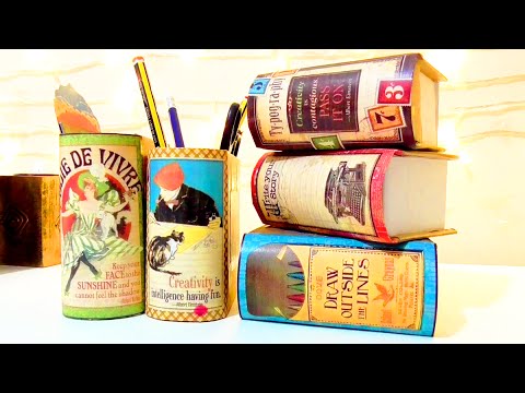DIY: Desktop organizer made of cardboard , vintage crafts | Isa ️ - YouTube