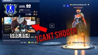 Fortnite rage: ghostninja gets furious when he can't shoot and use his
pickaxe. funny!