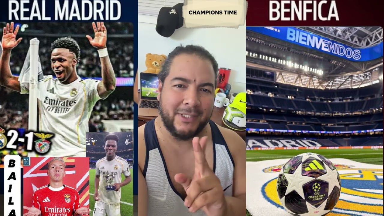 GANAN Y PASAN A 2DA FASE DE CHAMPIONS REAL MADRID VS BENFICA EN EL BERNABEU 