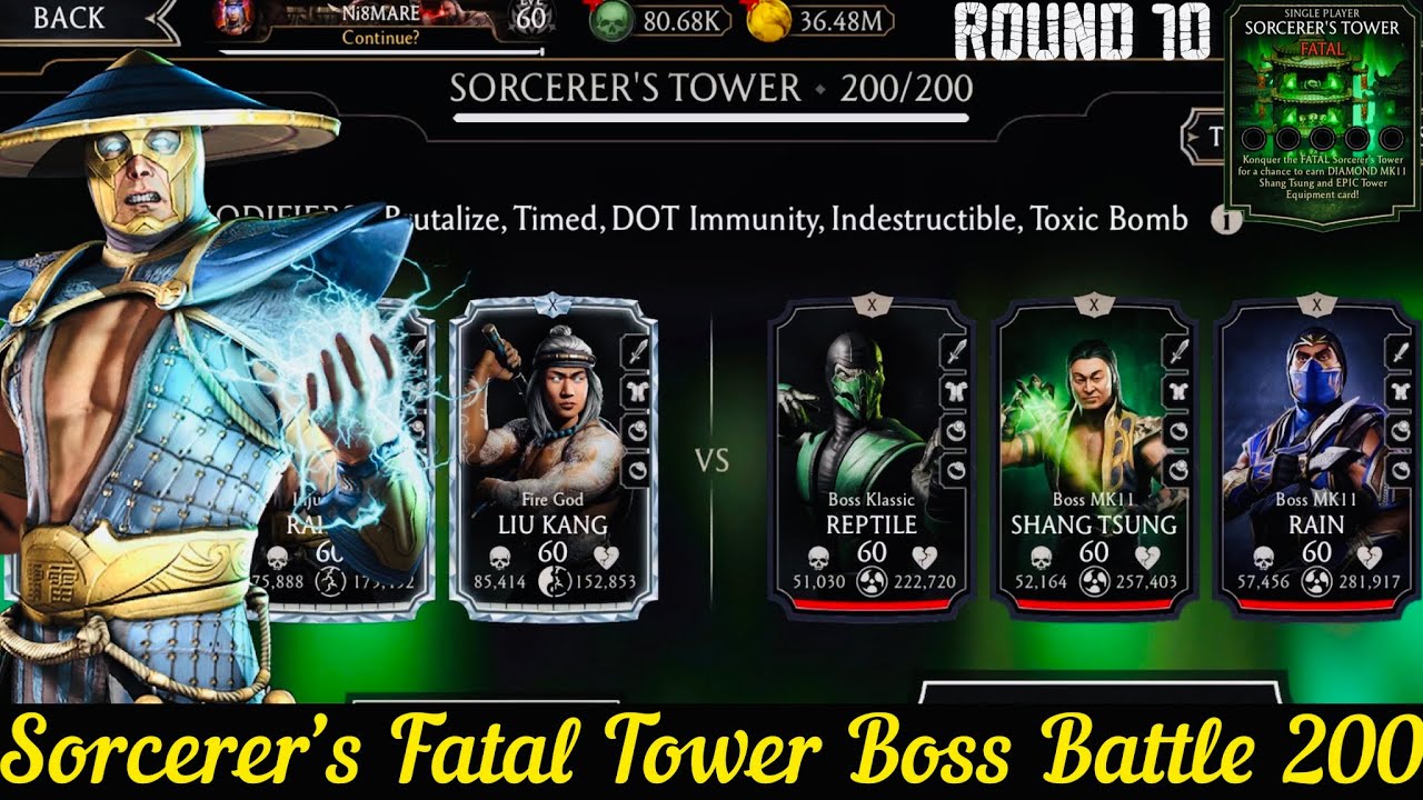 Sorcerer’s Fatal Tower Bosses Battle 200 Fight + Reward | MK Mobile