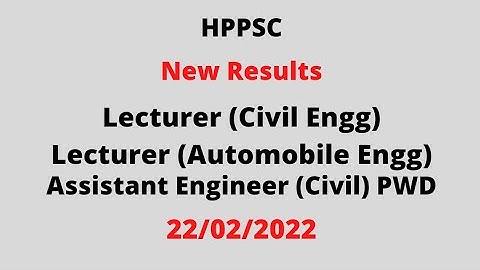 HPPSC New Results(Lecturer Civil & Automobile Engg , AE(Civil) PWD )