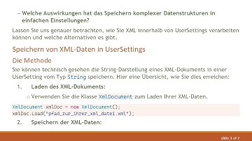 Speichern von XML-Daten in UserSettings