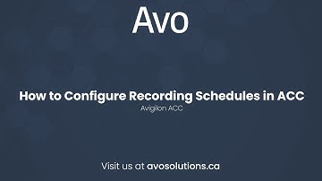 How to Configure Recording Schedules in ACC