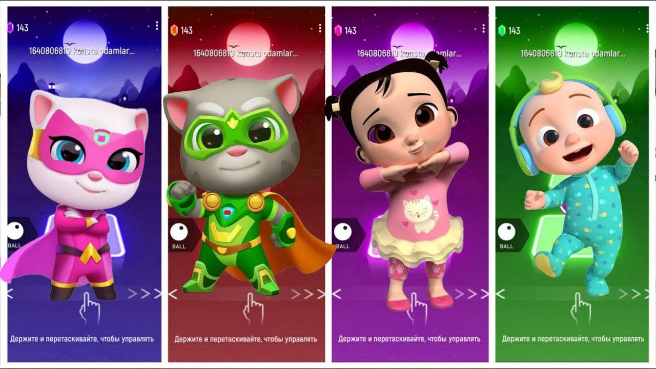 Angela Vs talking tom vs cocomelon team TILES HOP EDM RUSH 🎶