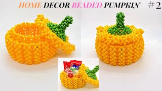 HOW TO MAKE HOME DECORE BEADED PUMPKIN (TUTORIAL-EASY FALL CRAFT/FALL DECORATION/ 3D BEADED PUMPKIN