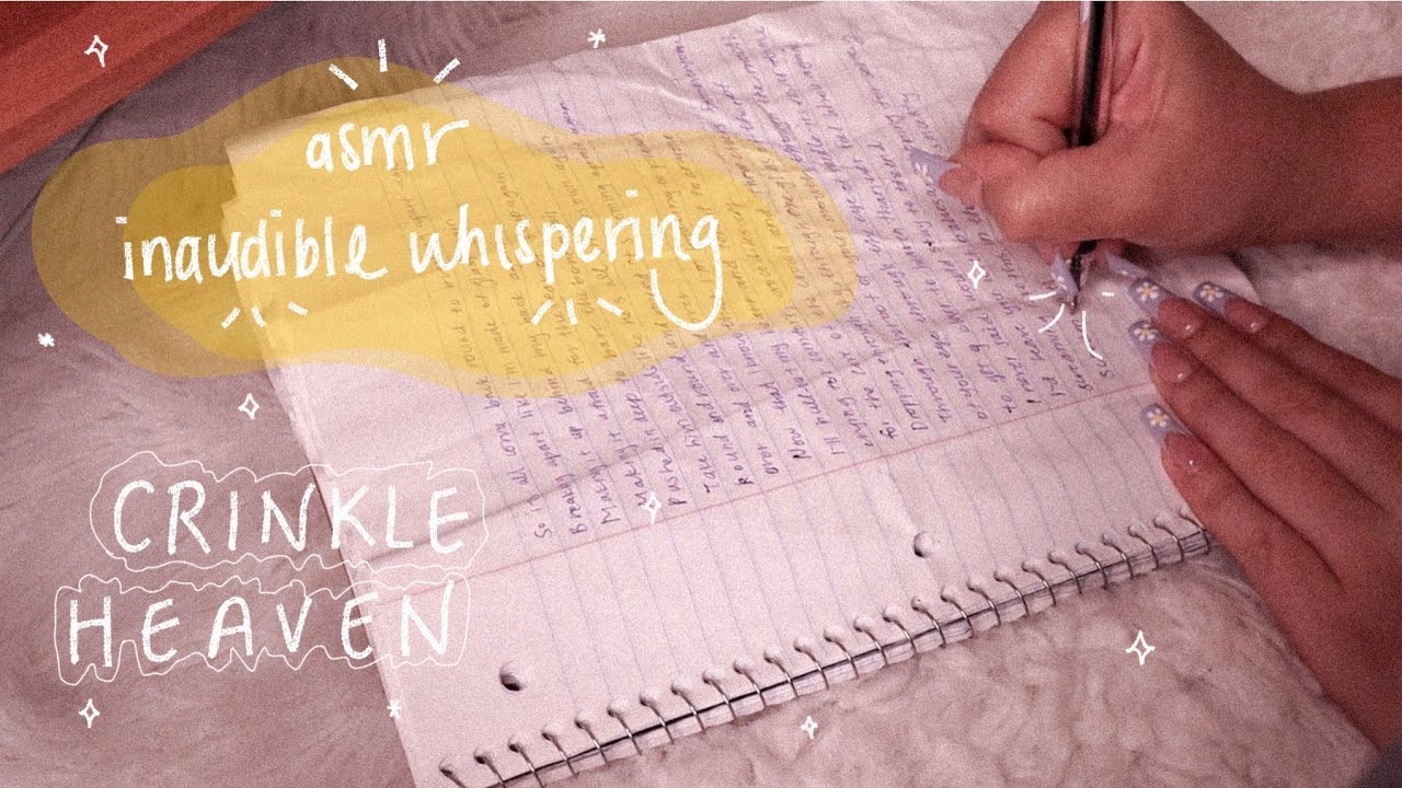 ASMR Inaudible whispering | crinkly notebook, writing sounds 🤩