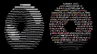 Donut-shaped C code that generates a 3D spinning donut