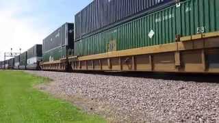 Eastbound UP 6790 and 7867 and Westbound UP 8337, NS 9086 and UP 5700 on the UP