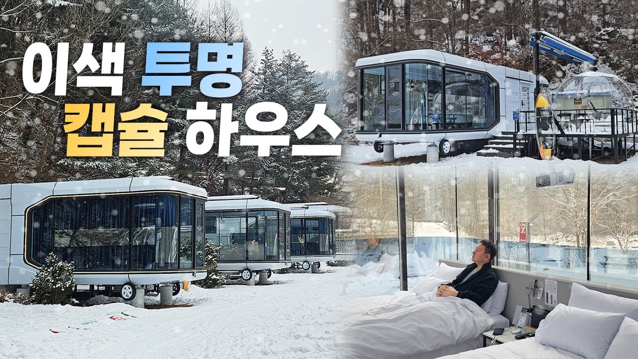 강원도 평창 이색 투명 캡슐 하우스에서 즐긴 낭만 겨울 여행❄️ | 평창 맛집 | 캠핑, 글램핑 | 여행브이로그