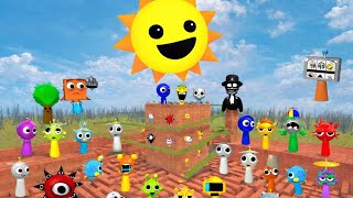 Incredibox SPRUNKI HAMOOD HABIBI.EXE FAMILY IN MAZE  and CAR EATER in Garry's mod Big maze