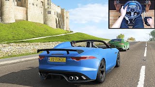 ASMR Gaming - Chill Drive in Forza Horizon 4 with Jaguar F-Type Project 7 | Logitech G920 Gameplay screenshot 5