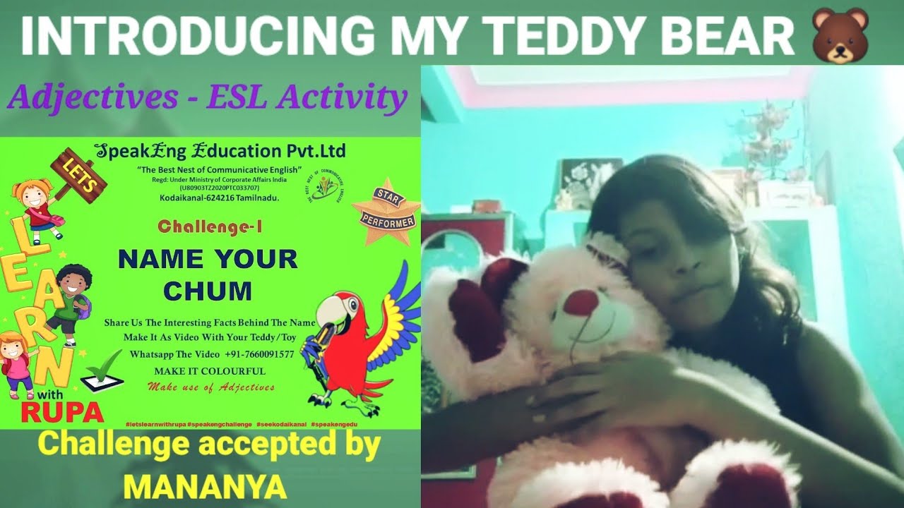 Introducing My Teddy Bear. Esl Activity For Kids. Name Your Chum Challenge  Accepted By Mananya 🐻 - Youtube