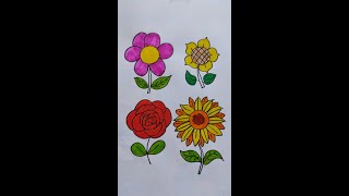 Easy Flower Drawing 🌻 | Cute Flower Drawing | Draw Flowers with circle