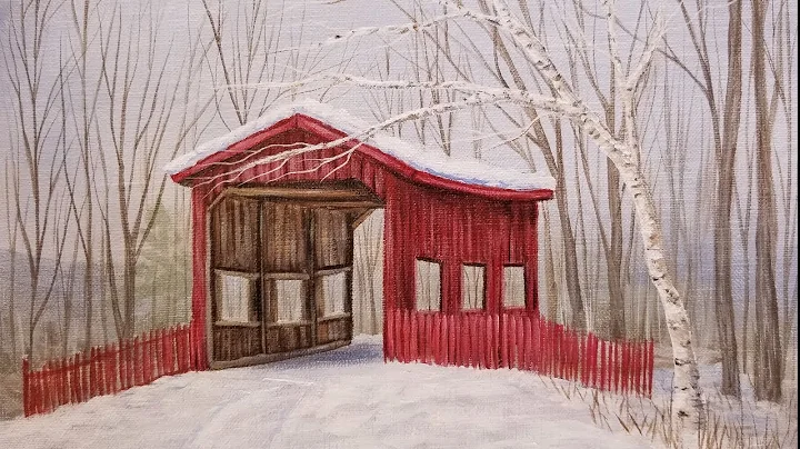 Snowy Covered Bridge Landscape LIVE Acrylic Painti...