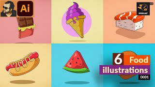 6 Food Illustration Designs in Adobe Illustrator | Speed Art