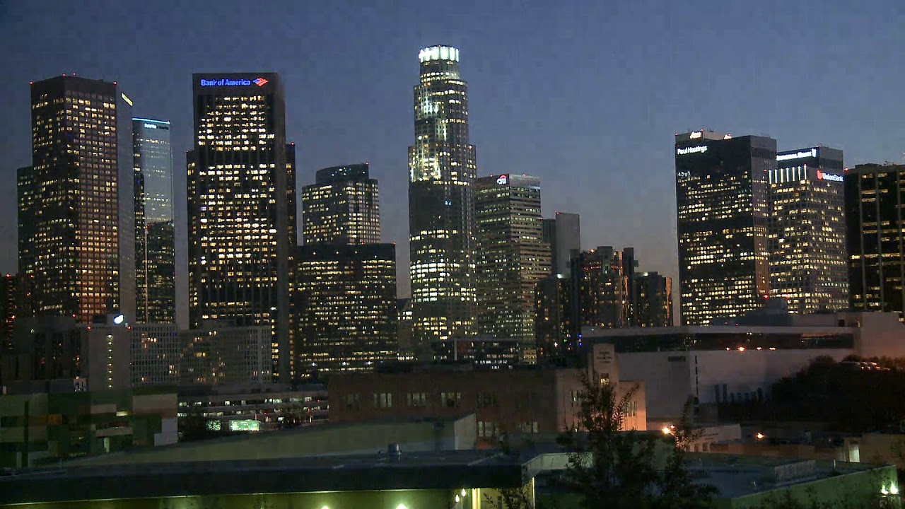 downtown city sunset time lapse