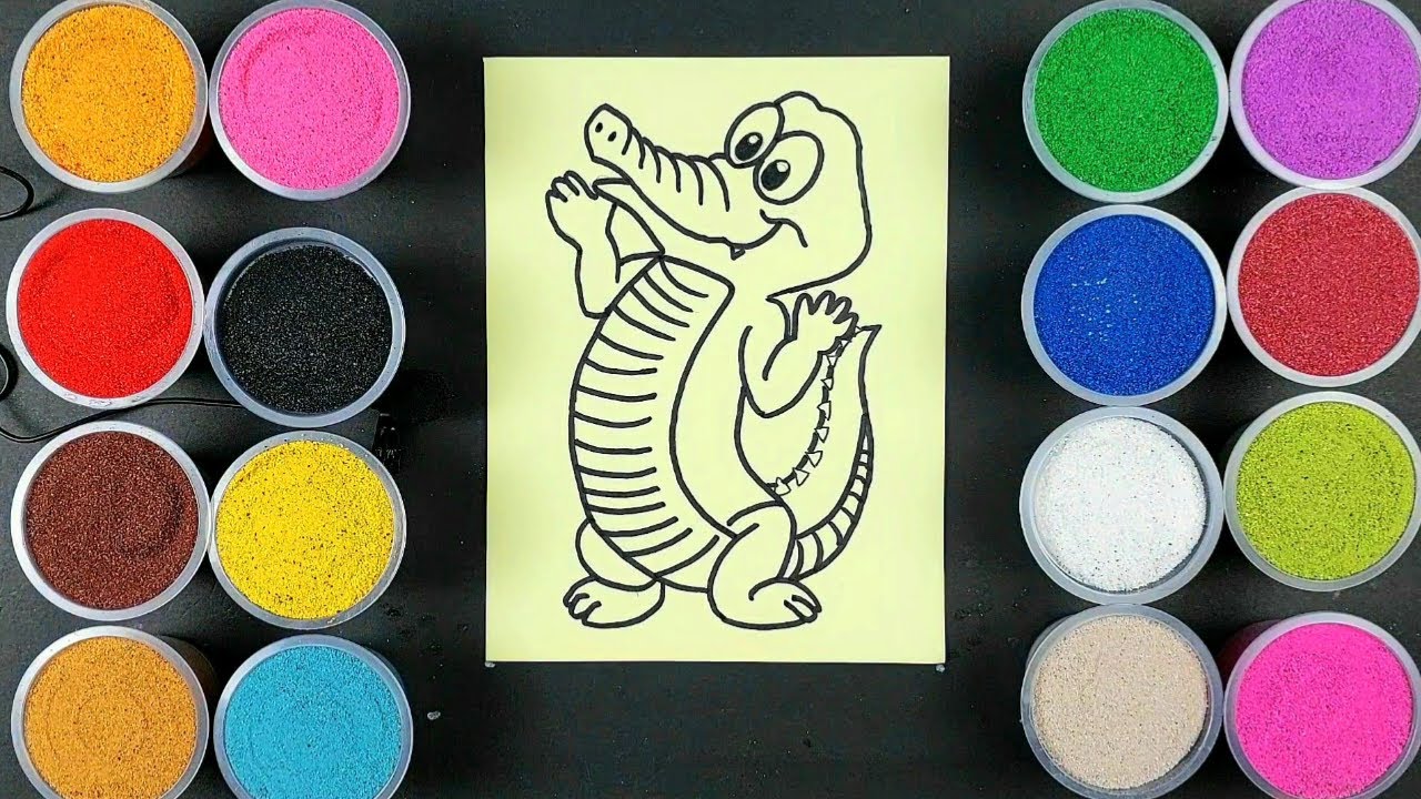 ASMR How to Color Crocodile Using Colored Sand SAND ART SAND