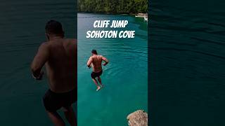 Cliff jumping in Sohoton cove Siargao