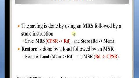 status register instructions in ARM