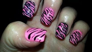 nail zebra pink print