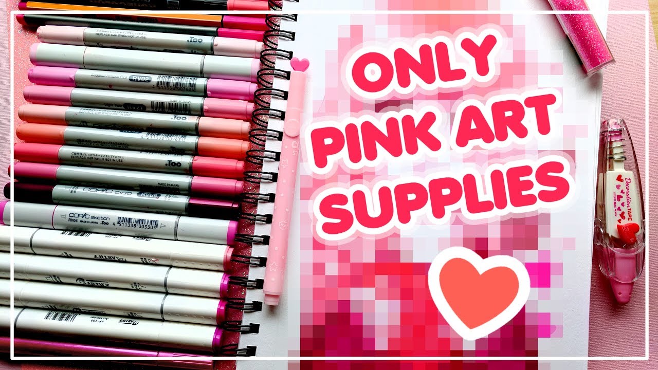 I Can Only Use PINK ART SUPPLIES - Challenging myself to only use pink  Markers, Ink Pens, and Paint 