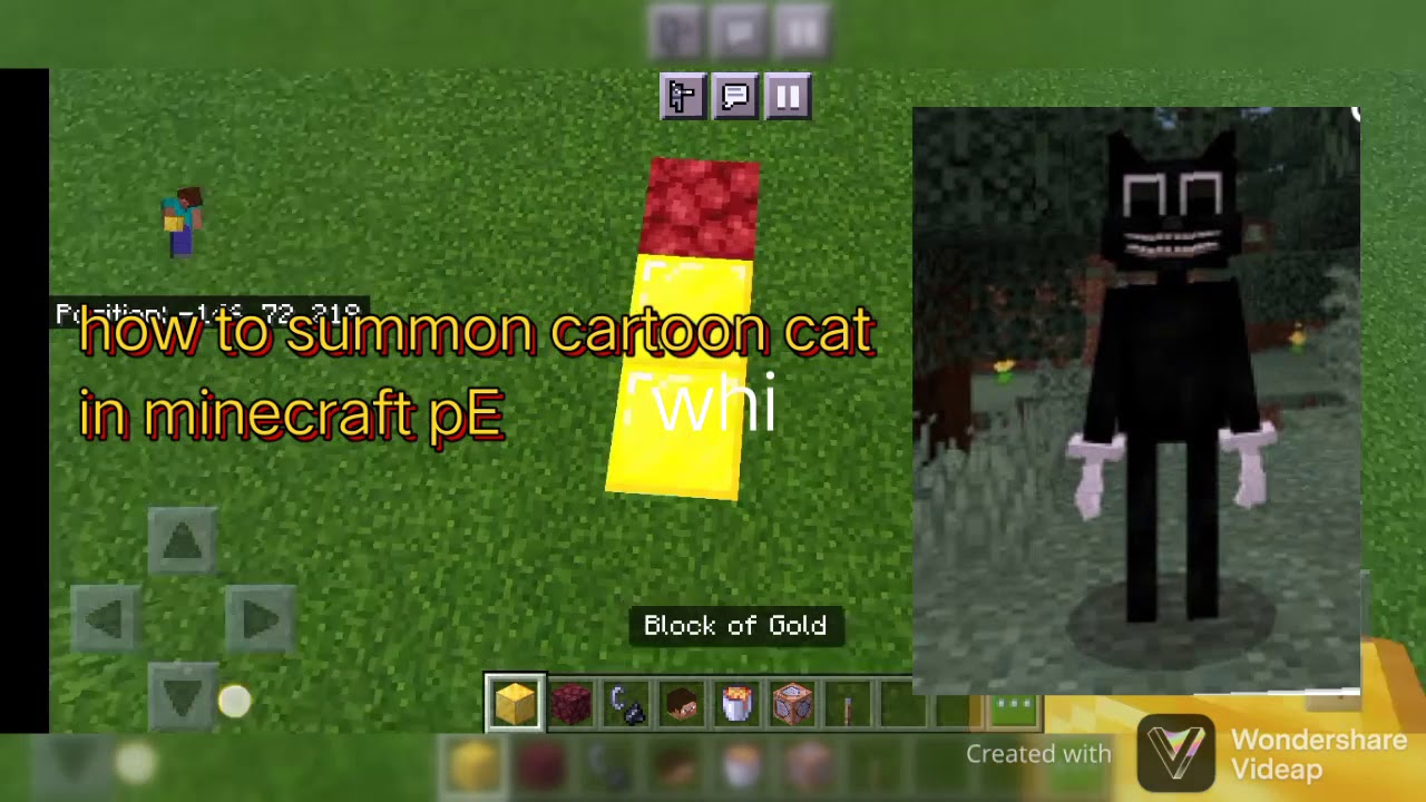 how to summon cartoon cat in minecraft pe