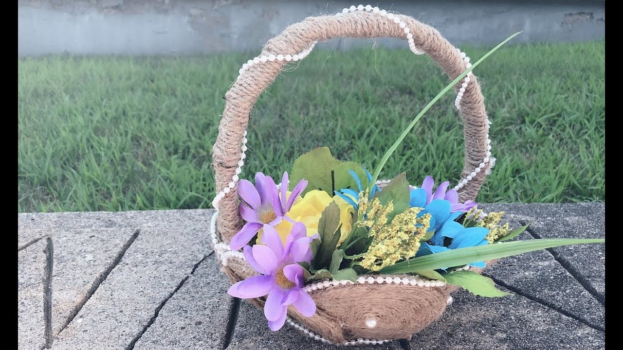 DIY Flower Basket with Jute Rope and Cardboard /Best Out Of Waste jute