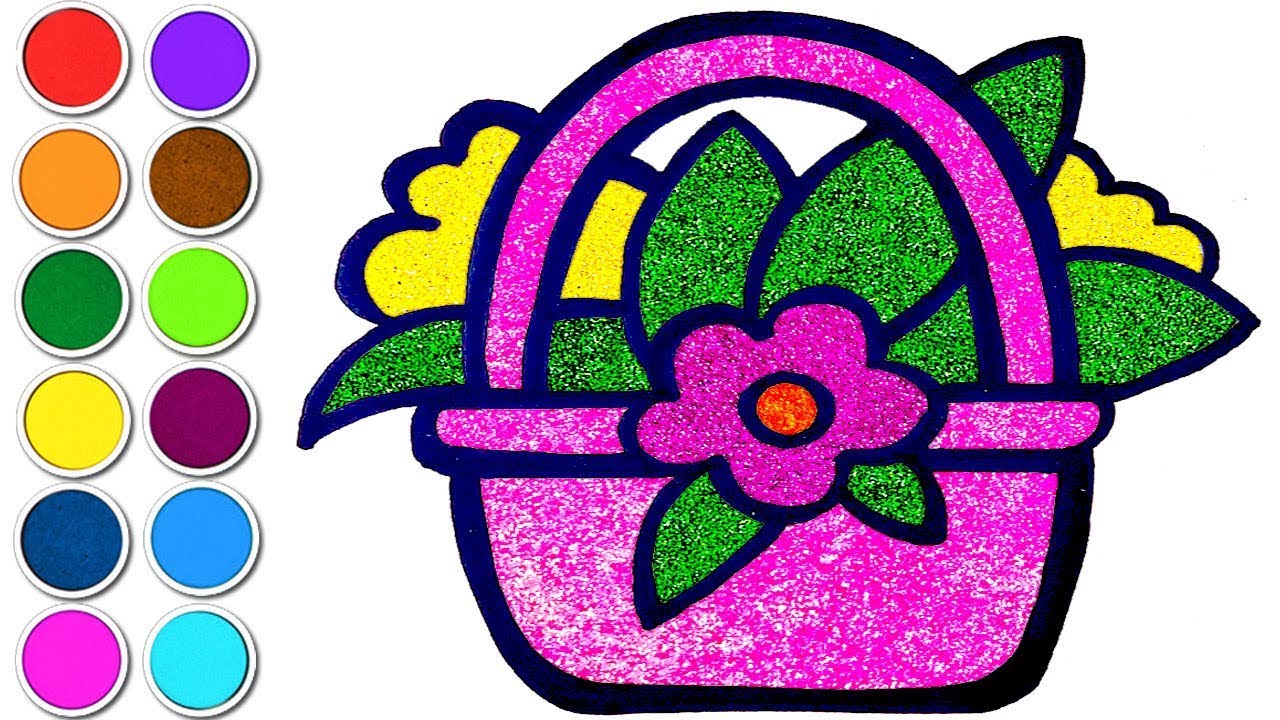 Flower basket Color Learning to Learn Painting and Coloring for Kids ...