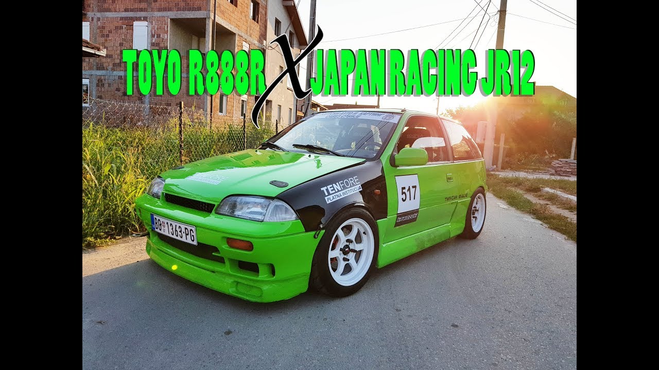 Toyo Proxes R888R 195/50/15 on 15x7.5 Japan Racing JR12 - YouTube